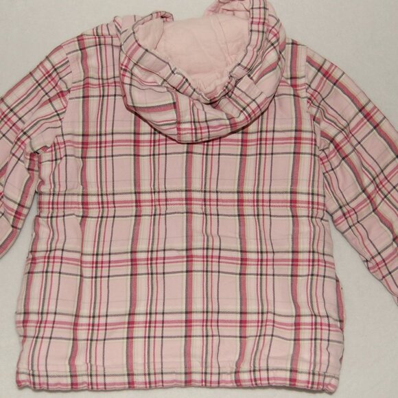 Gymboree Girls Size 4, Pink Plaid Cotton Hooded Coat - Picture 2 of 6